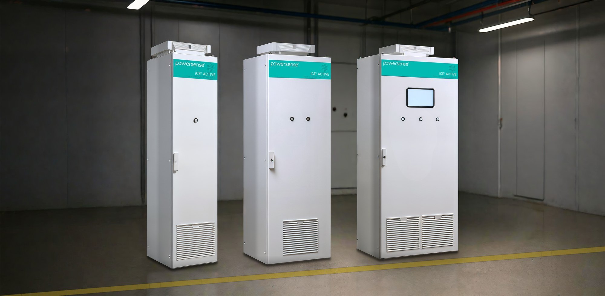 Neural Power iCE+ ACTIVE low-voltage cabinets — 400, 600 and 800 mm — in a switchgear room