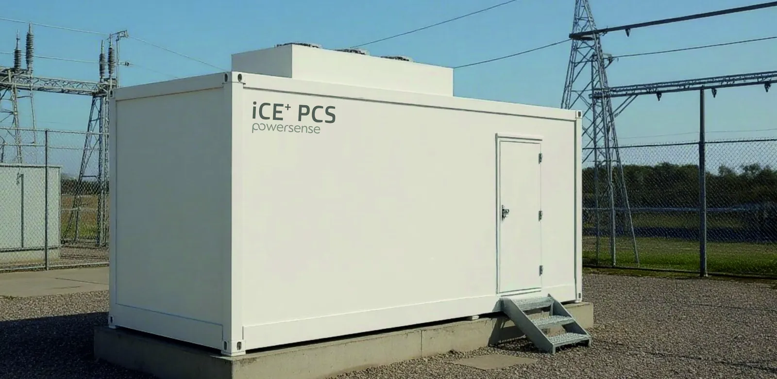 iCE+ PCS containerized intelligent STATCOM, 20 ft, deployed at a substation